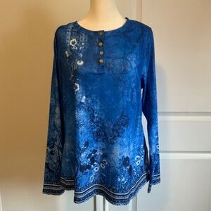 Fantaslook Blouse for Women Henley Long Sleeve Shirts Dressy or Casual, Medium